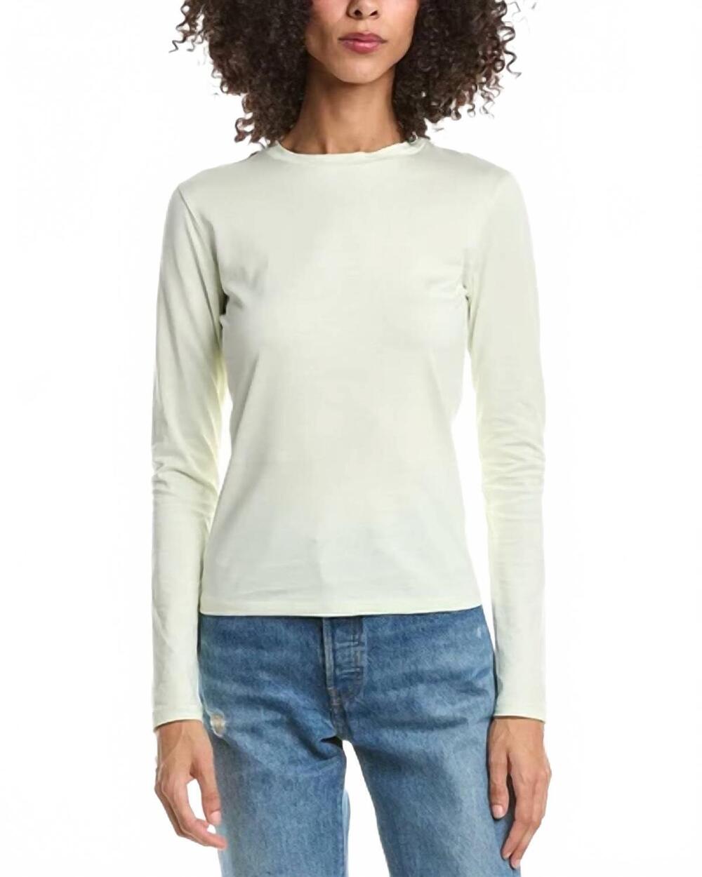 NEW CROWN JEWEL women's luxx long sleeve crewneck top in pearl